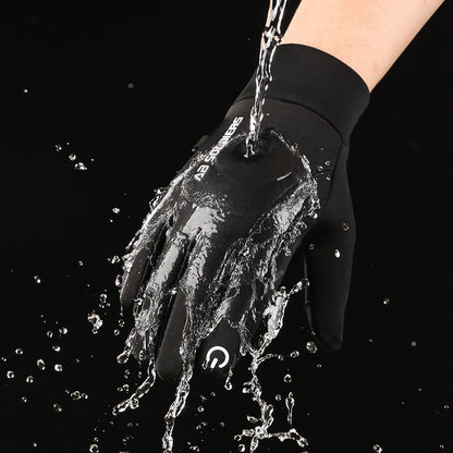 Grey Winter Thermal Gloves for Men Outdoor Cycling Driving Waterproof Touch Screen Warm Fleece Lining Anti-Slip(Size:M)
