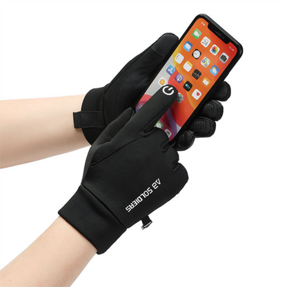 Grey Winter Thermal Gloves for Men Outdoor Cycling Driving Waterproof Touch Screen Warm Fleece Lining Anti-Slip(Size:L)