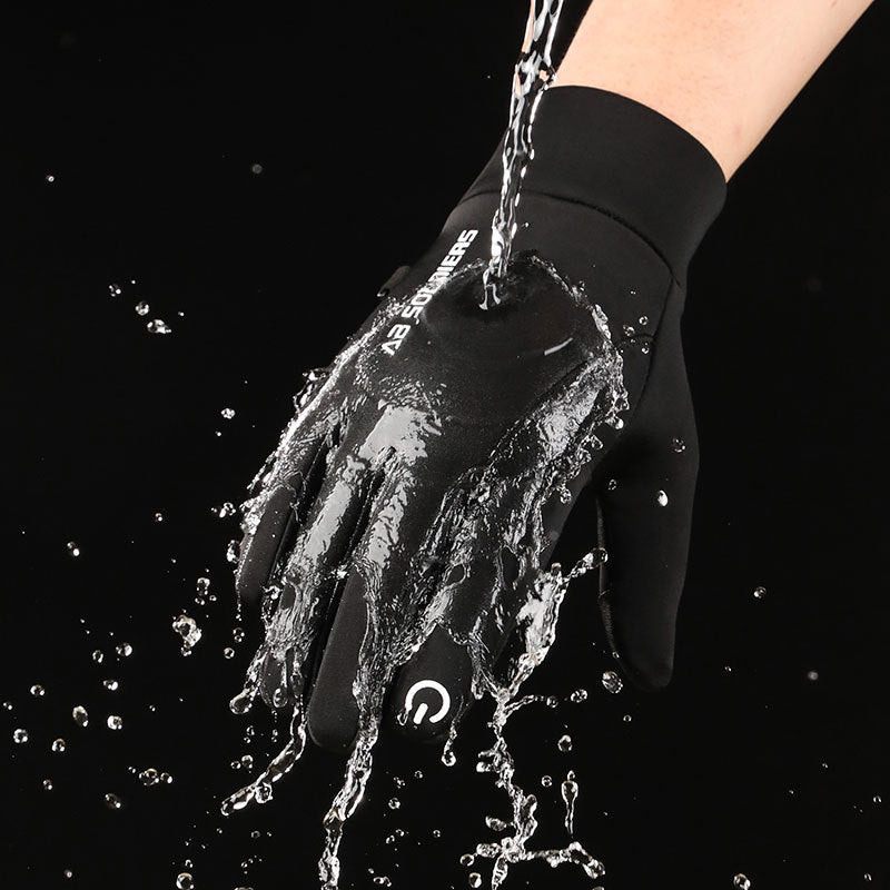Grey Winter Thermal Gloves for Men Outdoor Cycling Driving Waterproof Touch Screen Warm Fleece Lining Anti-Slip(Size:XL)