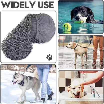 Yellow Super Absorbent Pet Bath Towel with Hand Pockets Quick Dry Chenille Microfibre for Dogs and Cats Large Size 62cm - Factory Direct Shop