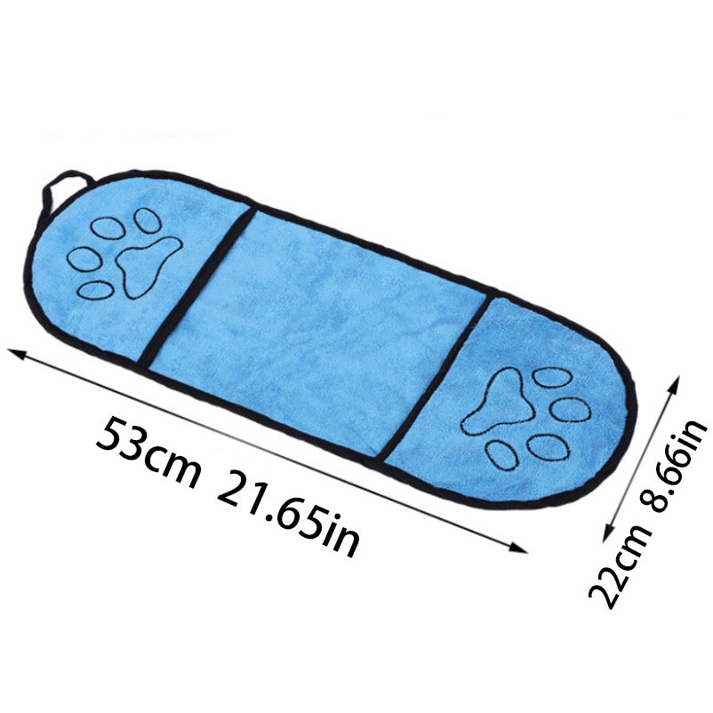 Blue Super Absorbent Pet Bath Towel with Hand Pockets Quick Dry Chenille Microfibre for Dogs and Cats Large Size 62cm - Factory Direct Shop