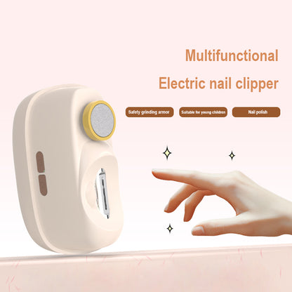 Pink Electric Nail Clipper and Grinder 2-in-1 Automatic Nail Trimmer with LED Light Rechargeable Manicure Tool for Babies Adults and Seniors