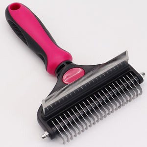 Rose red Pet Grooming Comb – Fine Toothed Side for Hair Removal and Detangling, Ideal for Dogs with Long or Thick Coats in Australia - Factory Direct Shop