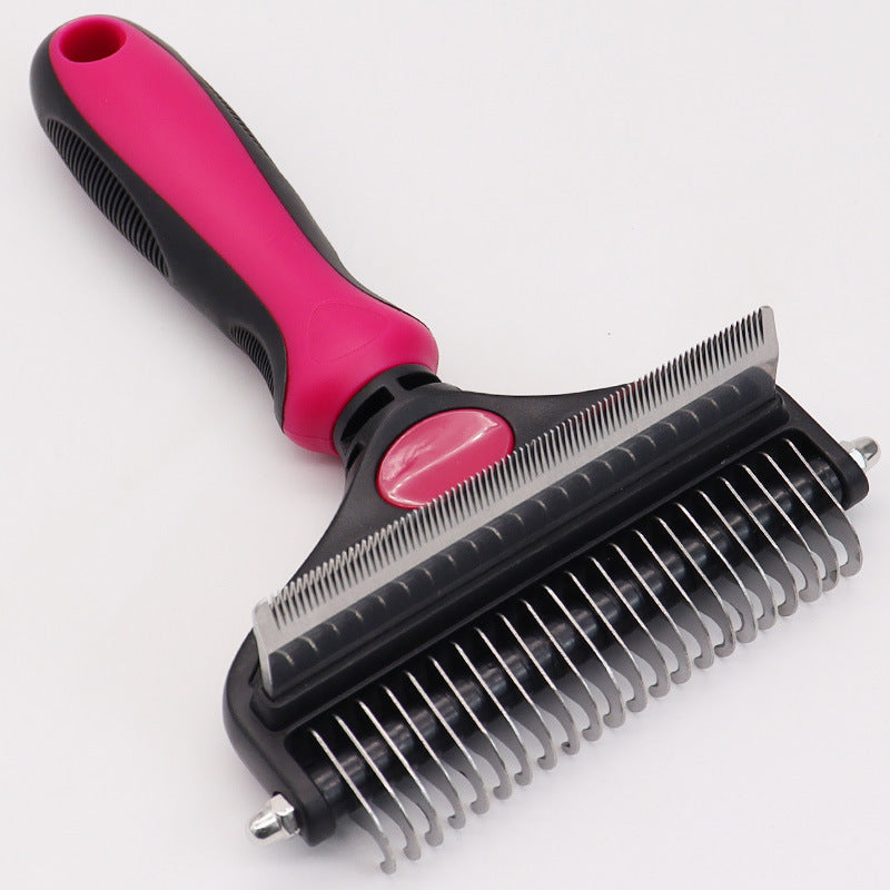 Rose red Pet Grooming Comb – Fine Toothed Side for Hair Removal and Detangling, Ideal for Dogs with Long or Thick Coats in Australia - Factory Direct Shop