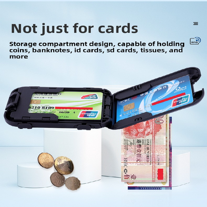Dark grey RFID Blocking Aluminium Card Holder Wallet Waterproof Hard Shell Case with Cash Strap for Men Travel and Daily Use