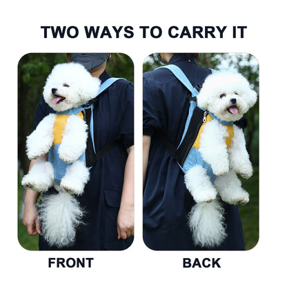 Red and white two-tone style Pet Carrier Backpack Front Chest Pack Legs Out Breathable Mesh for Small Dogs Cats Hiking Travel Hands Free Adjustable Design(Size:M)
