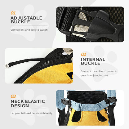 Blue and white two-tone style Pet Carrier Backpack Front Chest Pack Legs Out Breathable Mesh for Small Dogs Cats Hiking Travel Hands Free Adjustable Design(Size:S)