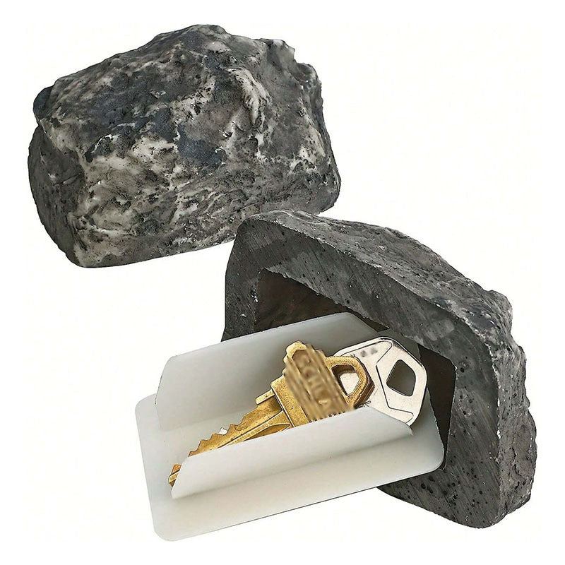2 Pack Realistic Faux Rock Key Hider Outdoor Spare Key Safe Box Weatherproof Secret Compartment for Garden Yard and Front Door Security - Factory Direct Shop