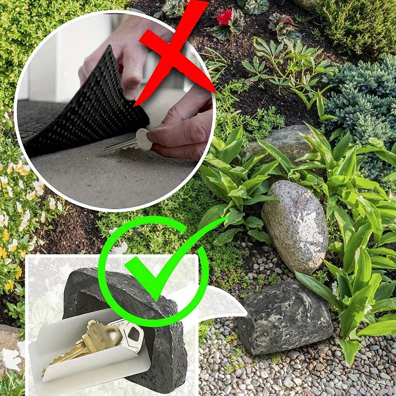 2 Pack Realistic Faux Rock Key Hider Outdoor Spare Key Safe Box Weatherproof Secret Compartment for Garden Yard and Front Door Security - Factory Direct Shop