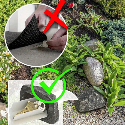 2 Pack Realistic Faux Rock Key Hider Outdoor Spare Key Safe Box Weatherproof Secret Compartment for Garden Yard and Front Door Security - Factory Direct Shop