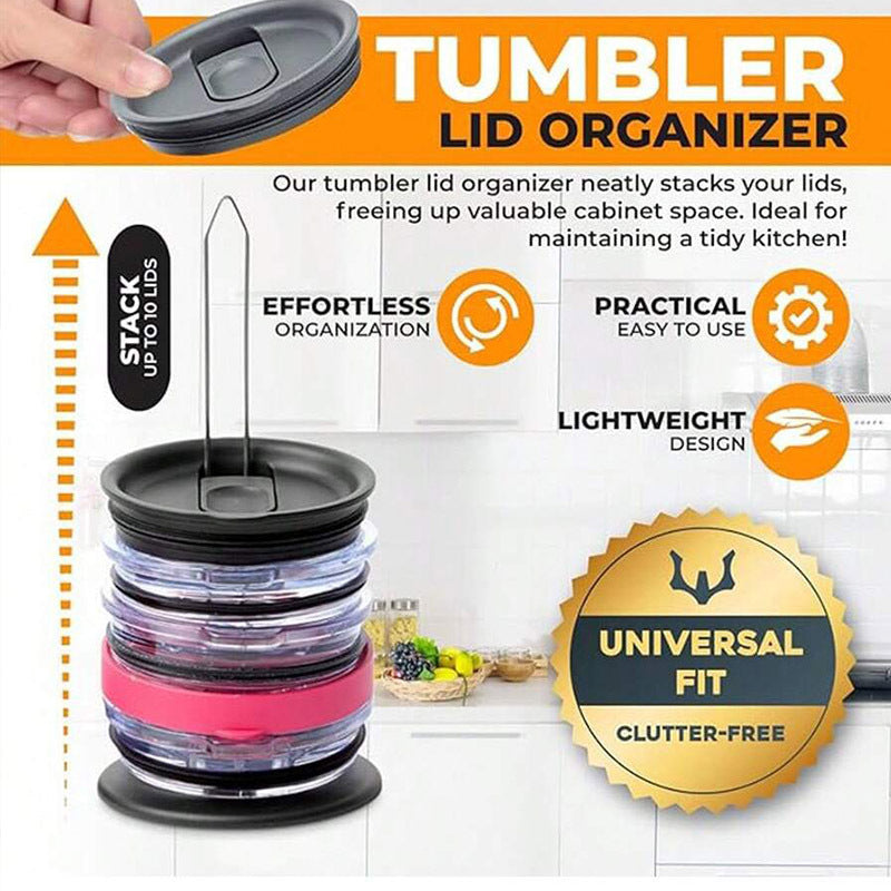 5 - PCS Universal Tumbler Lid Organizer Stand Vertical Storage Rack for Kitchen Cabinets Holds Up to 10 Lids Space Saving Cup Accessory Holder - Factory Direct Shop
