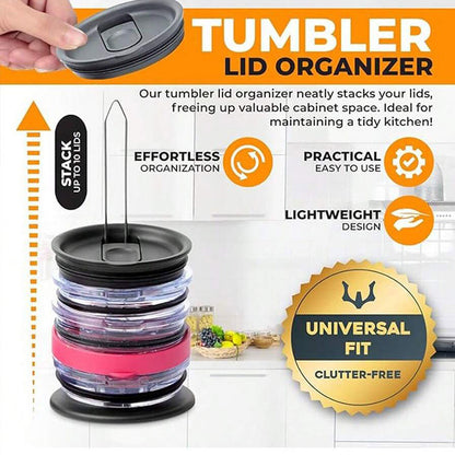 5 - PCS Universal Tumbler Lid Organizer Stand Vertical Storage Rack for Kitchen Cabinets Holds Up to 10 Lids Space Saving Cup Accessory Holder - Factory Direct Shop