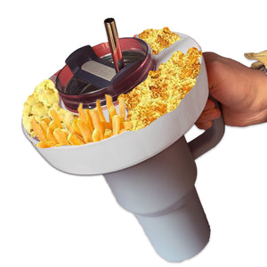 2 Pack beige Snack Bowl for Stanley 40oz Tumbler with Handle Reusable Silicone Snack Ring Divider Tray for Movie Night Road Trip and Camping - Factory Direct Shop