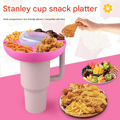 2 Pack Red Snack Bowl for Stanley 40oz Tumbler with Handle Reusable Silicone Snack Ring Divider Tray for Movie Night Road Trip and Camping - Factory Direct Shop