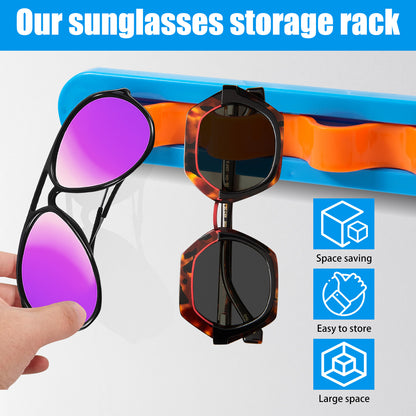 2 Pack Black Acrylic Sunglasses Holder Wall Mounted Glasses Organizer Rack Self-Adhesive Eyewear Display Stand for Home Office and Entryway