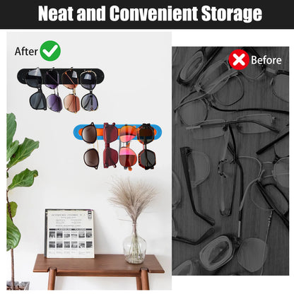 2 Pack Black Acrylic Sunglasses Holder Wall Mounted Glasses Organizer Rack Self-Adhesive Eyewear Display Stand for Home Office and Entryway