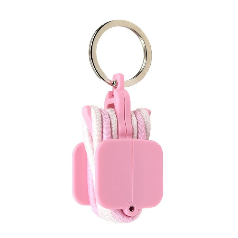 3 - PCS Pink Portable Hair Tie Organizer Keychain Compact Hair Accessories Holder with Clip for Travel School Bag and Purse - Factory Direct Shop