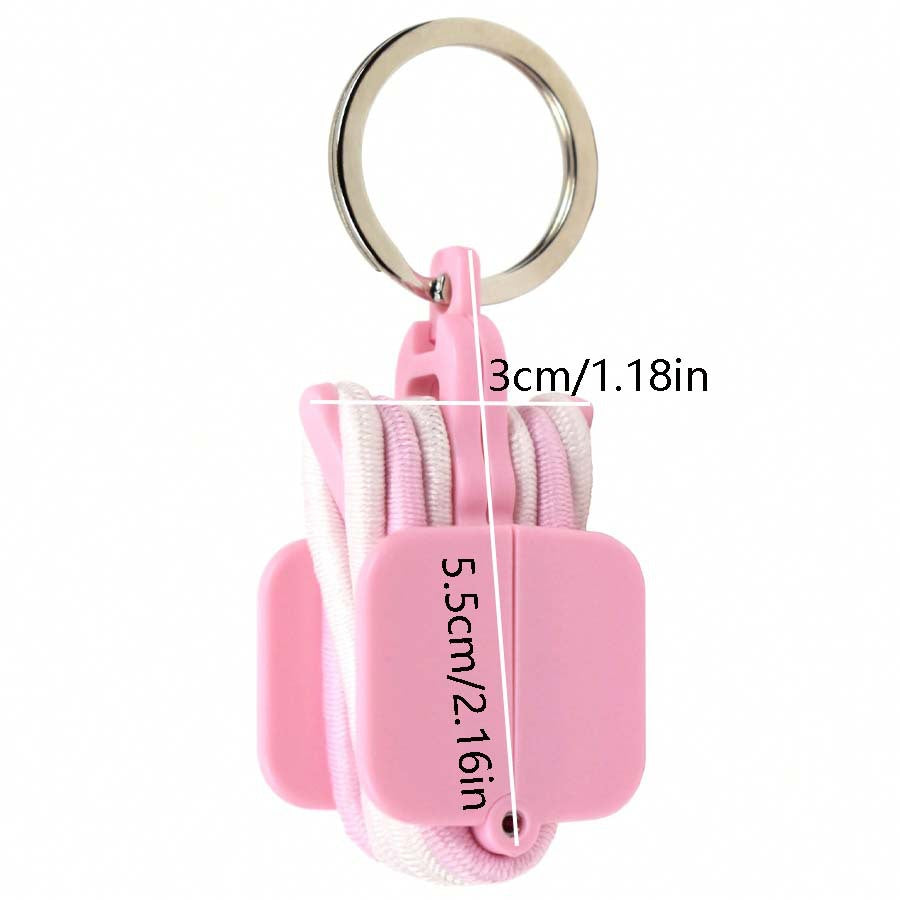 3 - PCS Pink Portable Hair Tie Organizer Keychain Compact Hair Accessories Holder with Clip for Travel School Bag and Purse - Factory Direct Shop