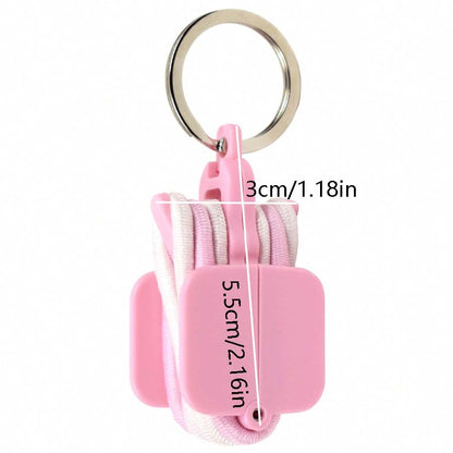 3 - PCS Pink Portable Hair Tie Organizer Keychain Compact Hair Accessories Holder with Clip for Travel School Bag and Purse - Factory Direct Shop