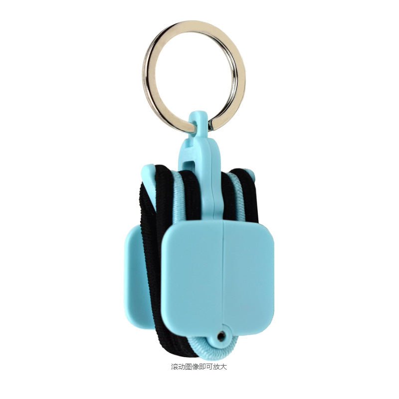 3 - PCS Blue Portable Hair Tie Organizer Keychain Compact Hair Accessories Holder with Clip for Travel School Bag and Purse - Factory Direct Shop