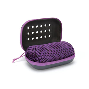 2 - PCS purple Instant Cooling Towel with EVA Case 30x90cm Breathable Ice Silk Sports Towel Quick Dry for Gym Yoga and Outdoor Workouts - Factory Direct Shop