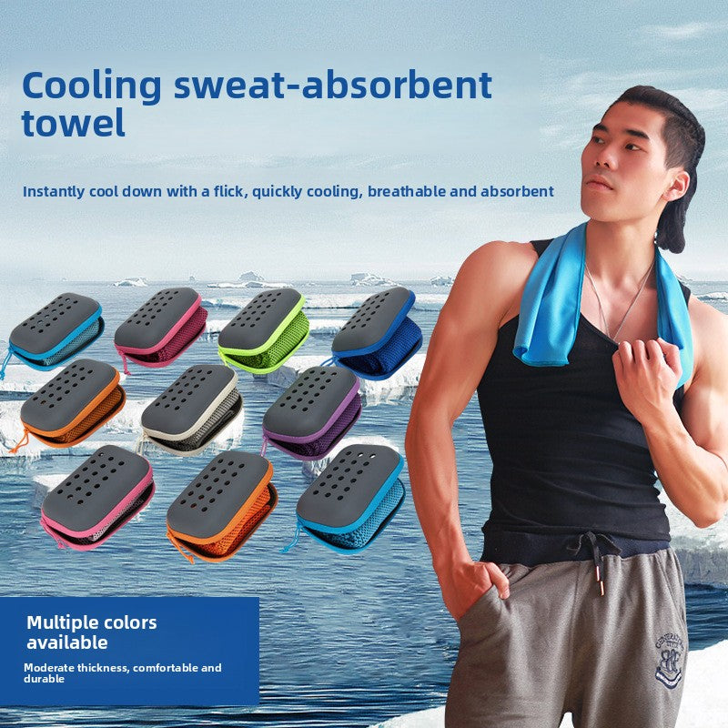 2 - PCS Dark grey Instant Cooling Towel with EVA Case 30x90cm Breathable Ice Silk Sports Towel Quick Dry for Gym Yoga and Outdoor Workouts - Factory Direct Shop