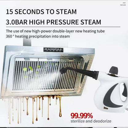White Handheld Steam Cleaner 1050W High Pressure Chemical Free Cleaning Machine with 12 Piece Accessory Set for Kitchen Bathroom Car and Upholstery - Factory Direct Shop