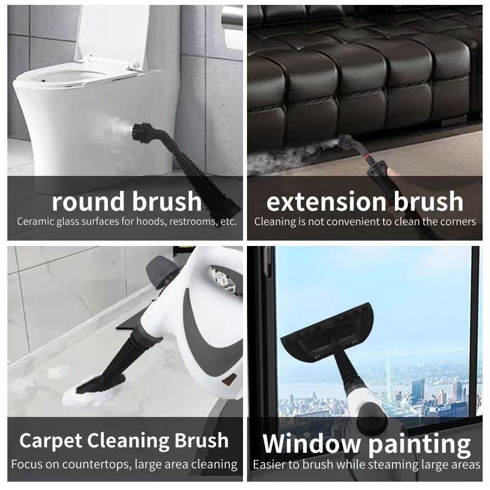 Pink Handheld Steam Cleaner 1050W High Pressure Chemical Free Cleaning Machine with 12 Piece Accessory Set for Kitchen Bathroom Car and Upholstery - Factory Direct Shop