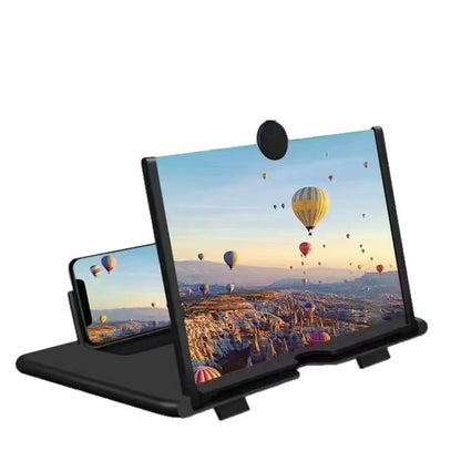 Black Portable 10-Inch Mobile Phone Screen Magnifier with Foldable Stand - 3D HD Video Amplifier for Movies & Reading - Pull-Out Design Compatible with All Smartphones - Ideal for Home, Travel & Camping