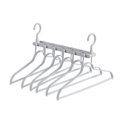 2-SET Space-Saving 6-in-1 Foldable Hanger Set Multi-Functional Closet Organizer Clothes Drying Rack with Pant Clips (Gray & Gray Clip Upgrade Edition) Ideal for Homes and Dorm Rooms