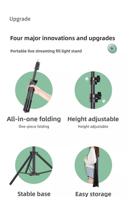 1.7m Black Tripod Stand with Phone Holder Adjustable Floor Stand for Live Streaming Vlogging Overhead Video Recording Makeup Kit with Carry Bag