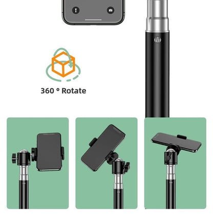 1.7m Black Tripod Stand with Phone Holder Adjustable Floor Stand for Live Streaming Vlogging Overhead Video Recording Makeup Kit with Carry Bag