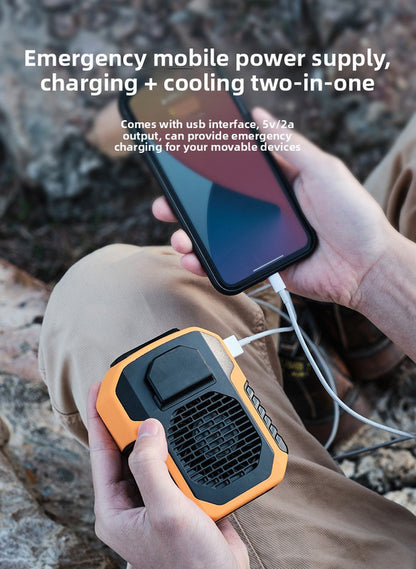 Portable Waist Clip Fan 6000mAh Rechargeable Personal Air Conditioner with Power Bank Function Heavy Duty Wearable Belt Fan for Tradies Camping and Outdoor Work Black