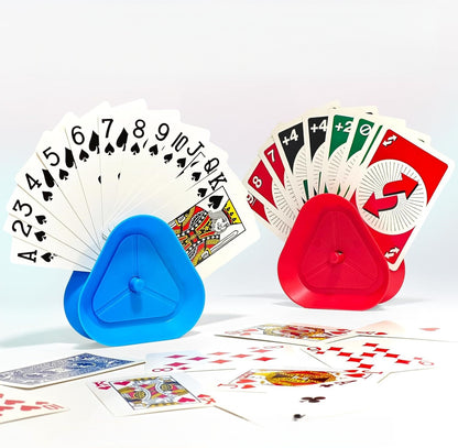 Triangle Playing Card Holders 4 Pack Hands Free Game Organizers for Kids Seniors and Adults Ideal for Family Poker Nights