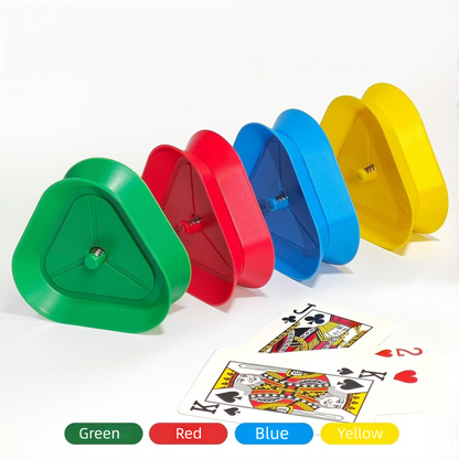 Triangle Playing Card Holders 4 Pack Hands Free Game Organizers for Kids Seniors and Adults Ideal for Family Poker Nights
