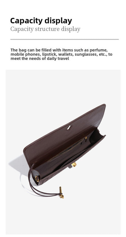 Retro Woven Baguette Handbag for Women Suede Texture PU Leather Shoulder Crossbody Bag Elegant Evening Clutch Burgundy