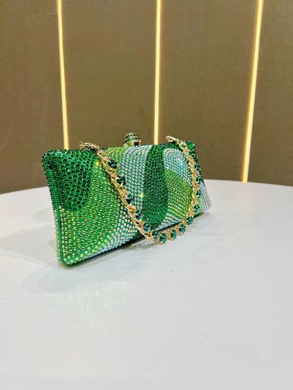 Luxury Black Rhinestone Evening Clutch Bag Women Crystal Sparkle Formal Purse with Chain Strap for Wedding Party Prom