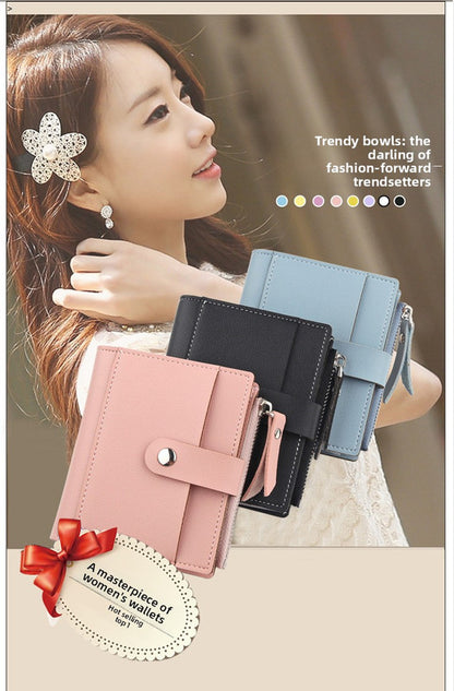 Women's Small Wallet PU Leather Card Holder with Zipper Coin Pocket - Purple Short Purse with 9 Card Slots & ID Window - Compact Bifold Design for Ladies