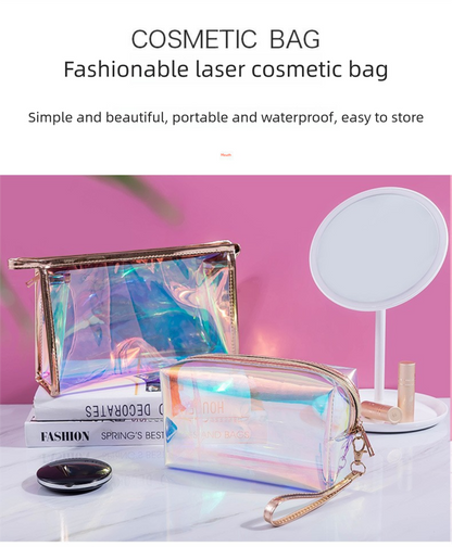 4 PCS Holographic Mini Coin Purses - Iridescent TPU Keyring Pouch - Waterproof Clear Storage for Earbuds, Lipstick & Keys - Small Rectangular Bag Charm 9cm
