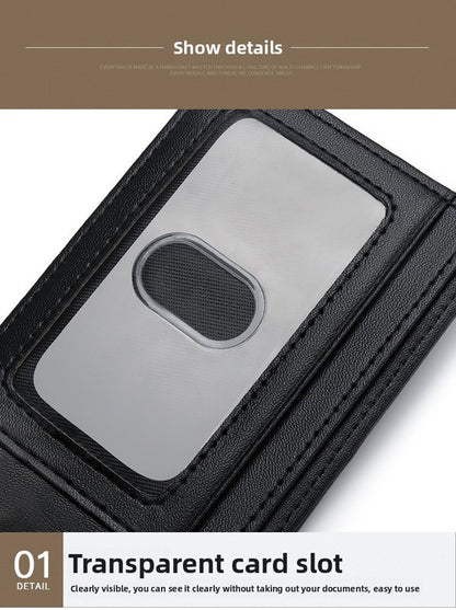 RFID Blocking Slim Bifold Wallet for Men - Carbon Fiber Texture PU Leather Card Holder with ID Window - Minimalist Front Pocket Purse - Black