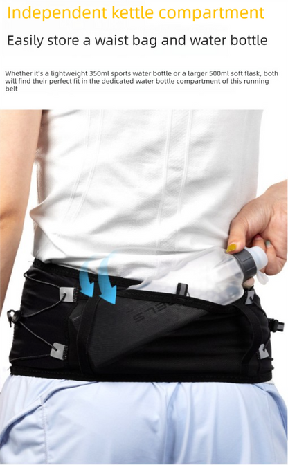 WRELS Trail Running Waist Belt - Lightweight Mesh Hydration Pack with Trekking Pole Holder - Anti-Bounce Phone Storage for Marathon & Hiking - Gray Size S (67-75cm)