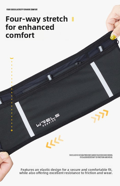 WRELS Trail Running Waist Belt - Lightweight Mesh Hydration Pack with Trekking Pole Holder - Anti-Bounce Phone Storage for Marathon & Hiking - Gray Size M (74-86cm)