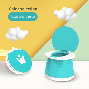 Kids Portable Travel Potty Foldable Training Toilet Seat - Green - Compact Car & Camping Emergency Commode with Backrest - 50kg Load Capacity - Factory Direct Shop