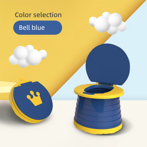 Kids Portable Travel Potty Foldable Training Toilet Seat - Blue - Compact Car & Camping Emergency Commode with Backrest - 50kg Load Capacity - Factory Direct Shop