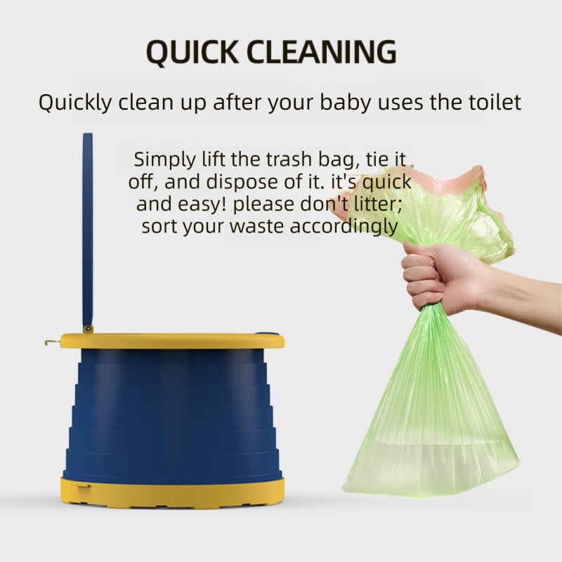 Kids Portable Travel Potty Foldable Training Toilet Seat - Blue - Compact Car & Camping Emergency Commode with Backrest - 50kg Load Capacity - Factory Direct Shop
