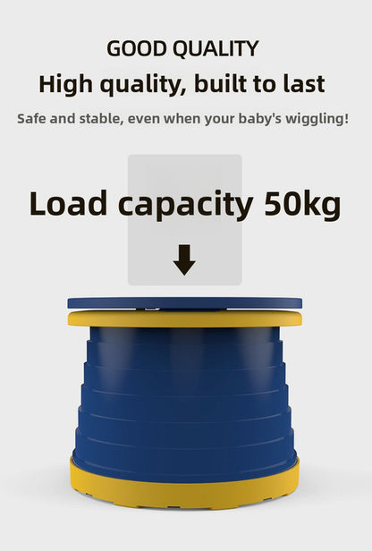 Kids Portable Travel Potty Foldable Training Toilet Seat - Blue - Compact Car & Camping Emergency Commode with Backrest - 50kg Load Capacity - Factory Direct Shop