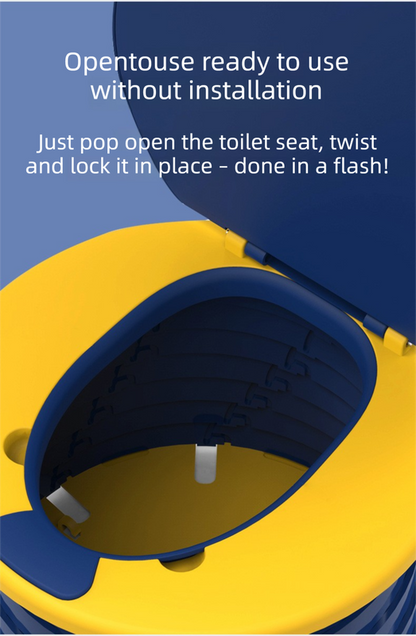 Kids Portable Travel Potty Foldable Training Toilet Seat - Blue - Compact Car & Camping Emergency Commode with Backrest - 50kg Load Capacity - Factory Direct Shop