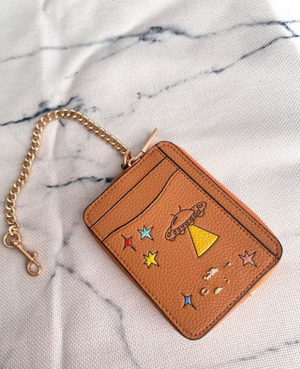 2 Pack Women's Mini Zip Card Holder & Coin Purse with Keychain - Orange UFO Starry Sky & Solid Black Pebble Grain - Compact ID Wallet for Daily Use - Factory Direct Shop