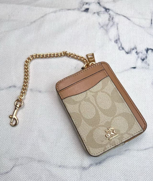 2 Pack Women's Mini Zip Card Holder & Coin Purse with Keychain - Signature Khaki Brown & Brown White - Compact ID Wallet for Commute & Travel - Factory Direct Shop