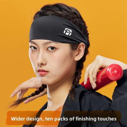 3 PCS Cooling Sports Headband Ice Silk Moisture Wicking Sweat Band for Running Gym & Yoga Non Slip White & Geometric Tech Pattern Black and Grey